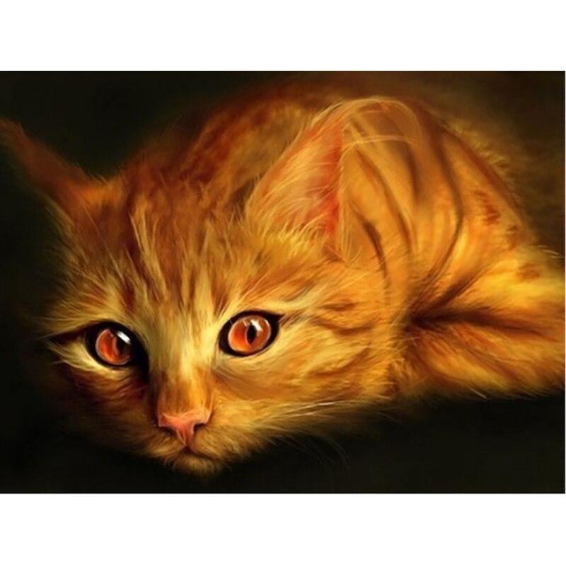5D Diamond Painting Animal Cute Cat Diamond Embroidery Cross Stitch Rhinestones Full Square Round Drill Pictures Art Home Decor