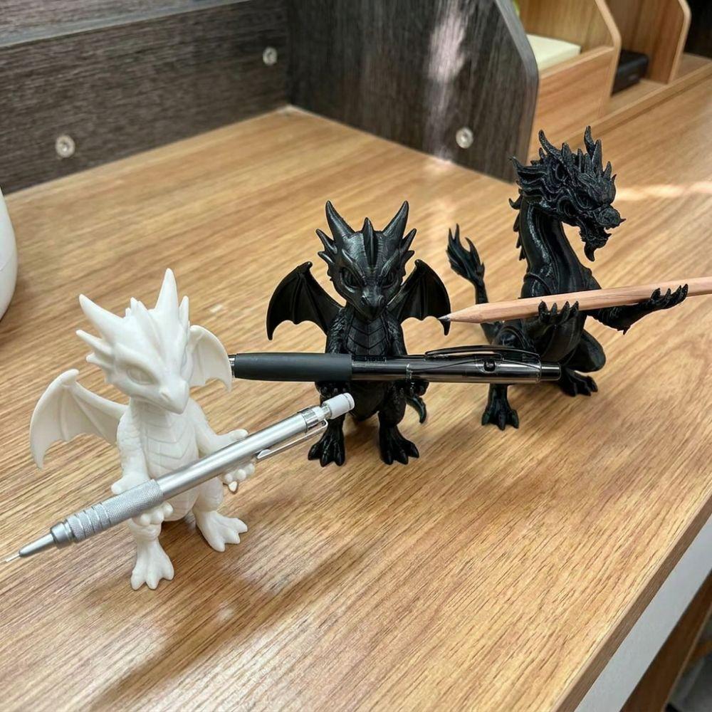 Vintage Style Dragon Shaped Pen Holder 3D Printed Dragon Stationery Storage Desktop Decor