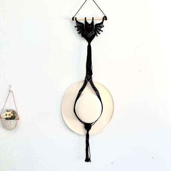 Hat Hanger Gothic Style Halloween Bat Shape Easy Installation Wall Mounted Cloak Rack Hand-Woven Baseball Cap Holder
