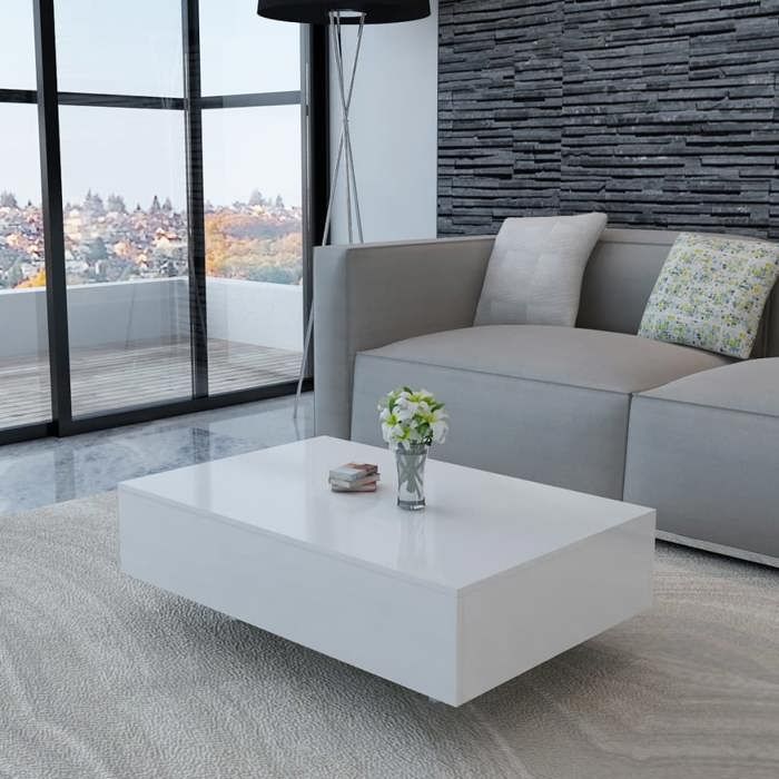 VidaXL Table basse Haute brillance Blanche
