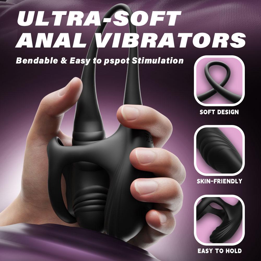 APP Controlled Male Prostate Massager Penis Ring Anal Plug Toy Delay Ejaculation Rotating Anal Plug Vibrator Adult Male Toy