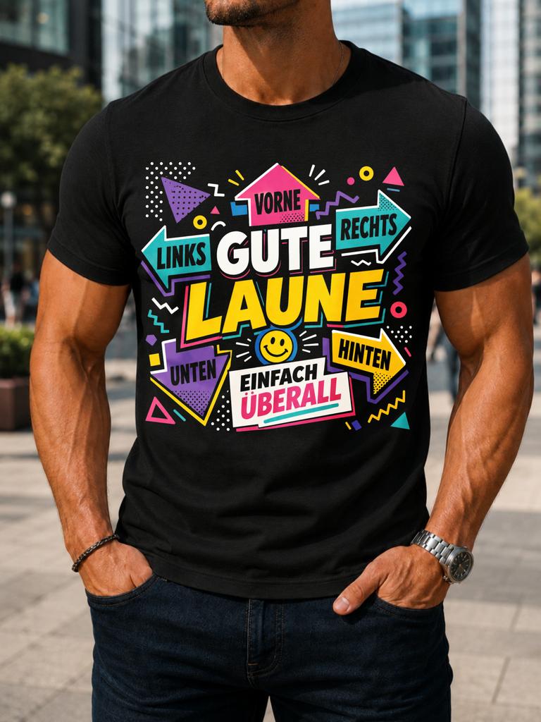 Gerunisex Gute Laune Vintage Chalk Style Arrows Sun Stars Ribbon Banner And Everywhere Quote Unisex Unisex All TShirt