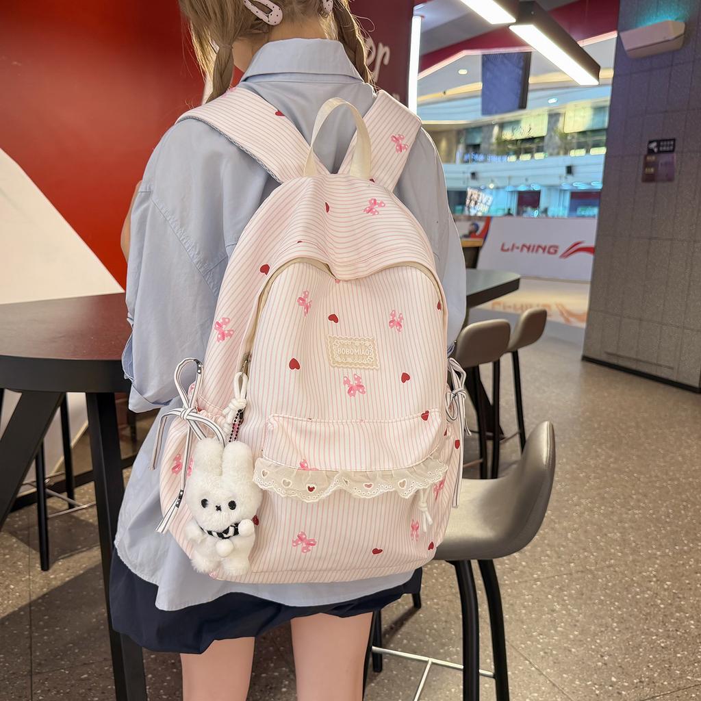Schoolbag Cute Junior High School Student Backpack Japanese Versatile Lightweight Backpack Women's Casual Fashion Large Capacity Girls School Bag