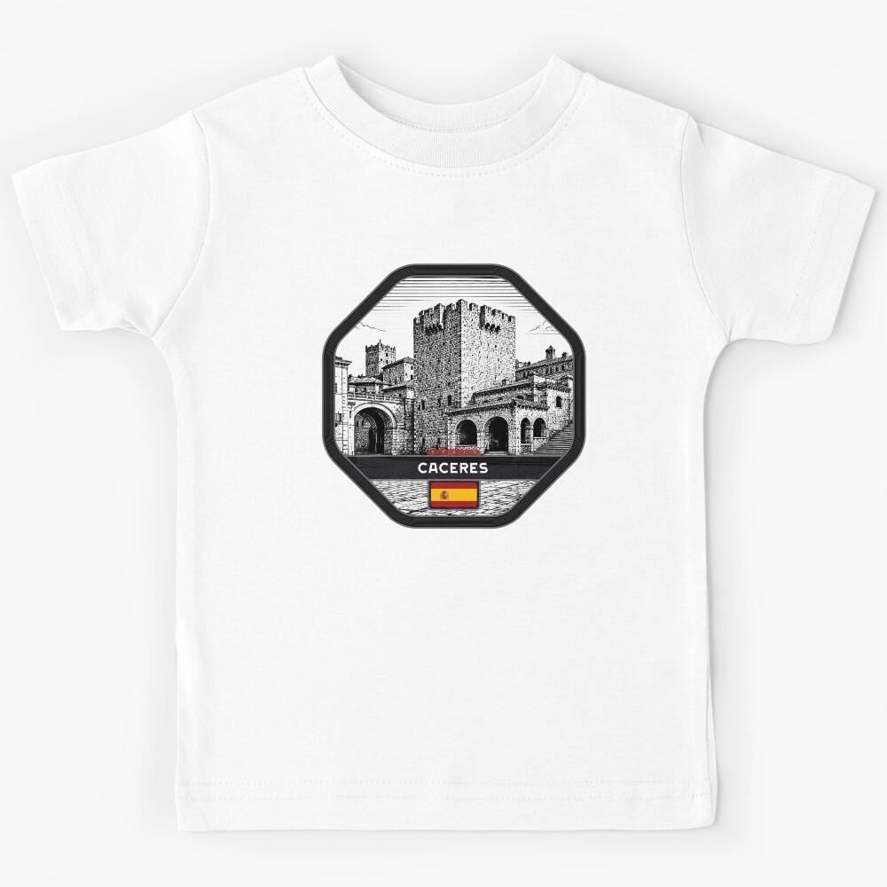 Caceres Spain Linocut Style Kids T-Shirt 100