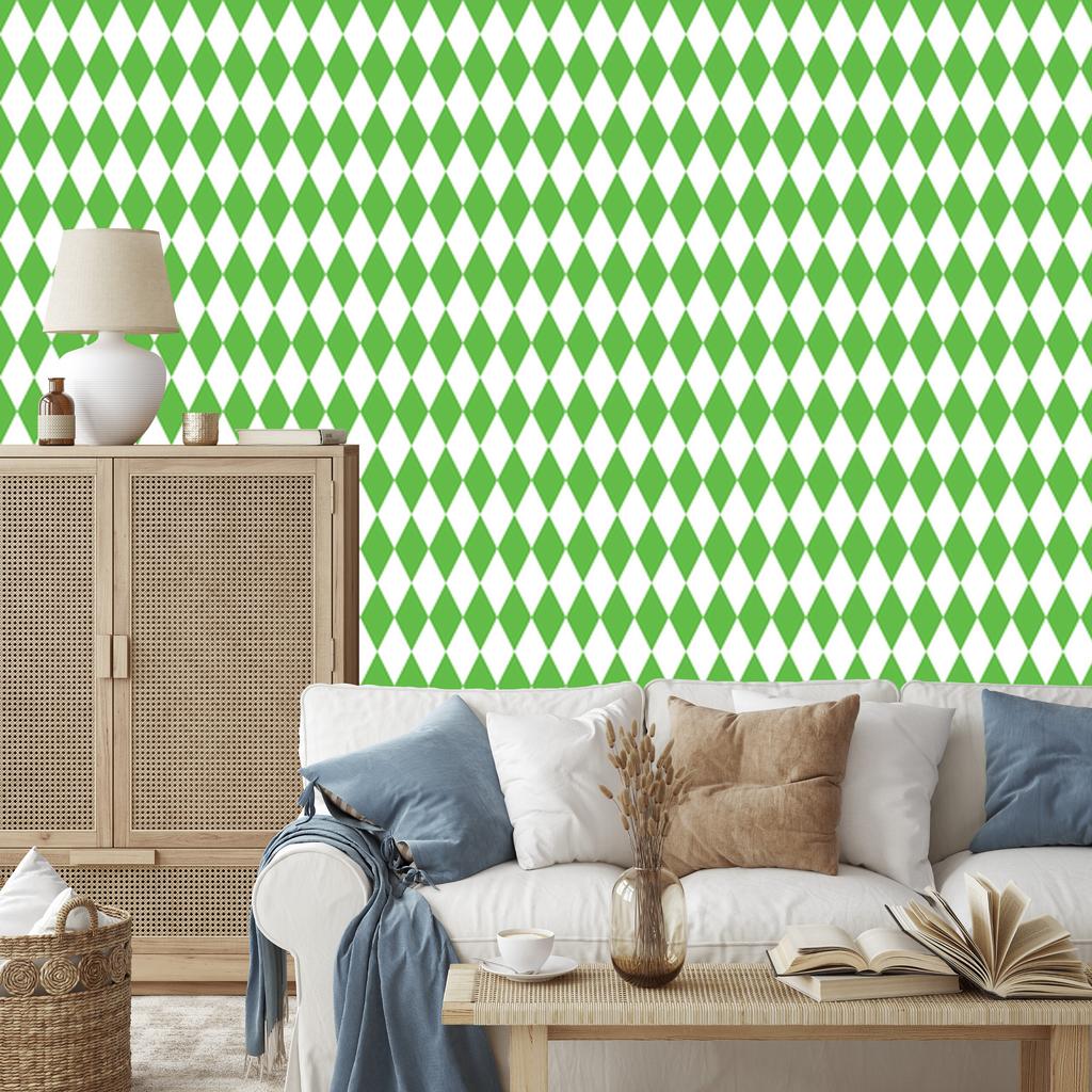 Harlequin Diamonds Wallpaper Green, White and Mint 50x1000