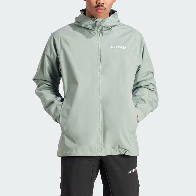 adidas Waterproof And Windproof Windbreaker Jacket Men's Dusty Green IN4771