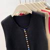 Mode Elegant Locker Ärmellos Gestrickte Strickjacke Pullover Weste Damen 2025 Herbst Winter Lässig Knöpfe Weste Einfarbig Tops Kleidung