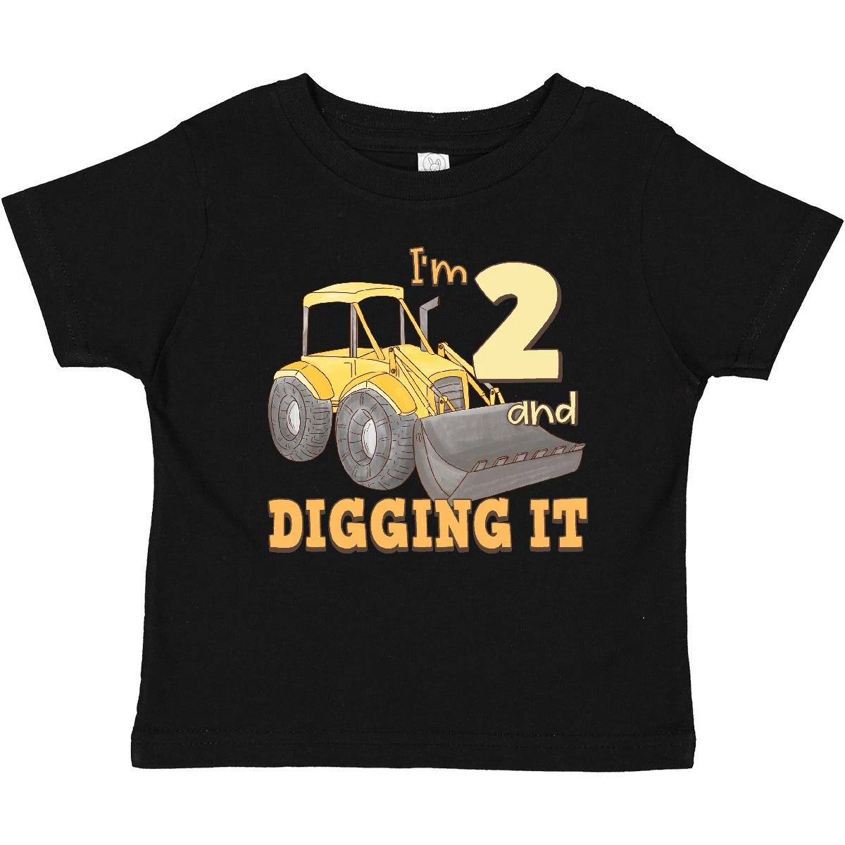 Inktastic I m 2 And Digging It Bulldozer Baby T-Shirt Bull Dozer Bulldozers My 110