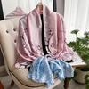 Spring 180*90Cm Fashion Dustproof Big Bandanna Popular Satin Finish Silk Shawls Scarves Luxury Print Sunscreen Beach Towel