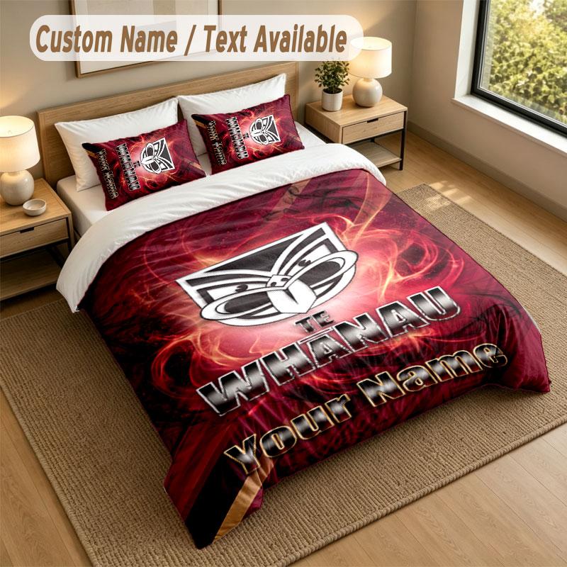 Bedding Set 1 Duvet Cover 2 Pillowcases Wigan Warriors Print Soft Bed Linen Bedroom Decor