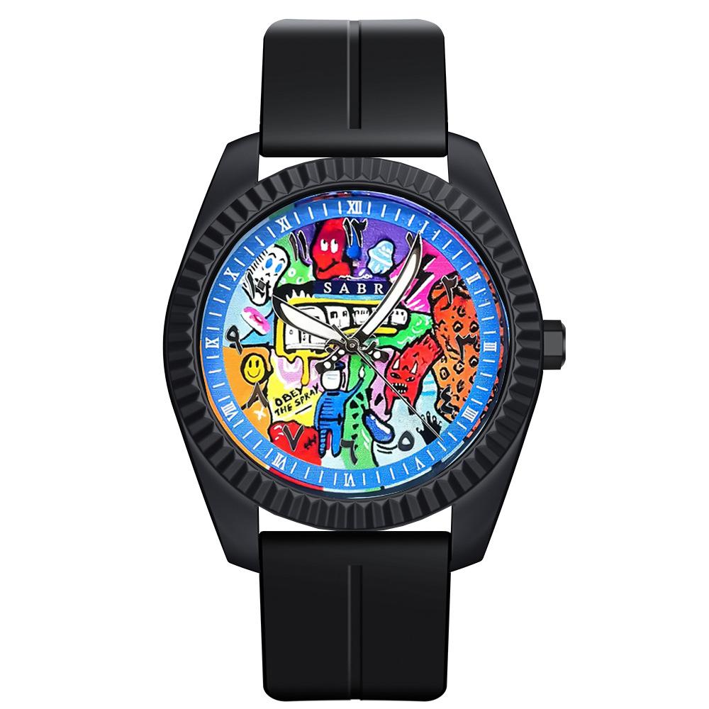 Graffiti Art Dial Men s Watch Hip Hop Street Style Quartz Movement Available