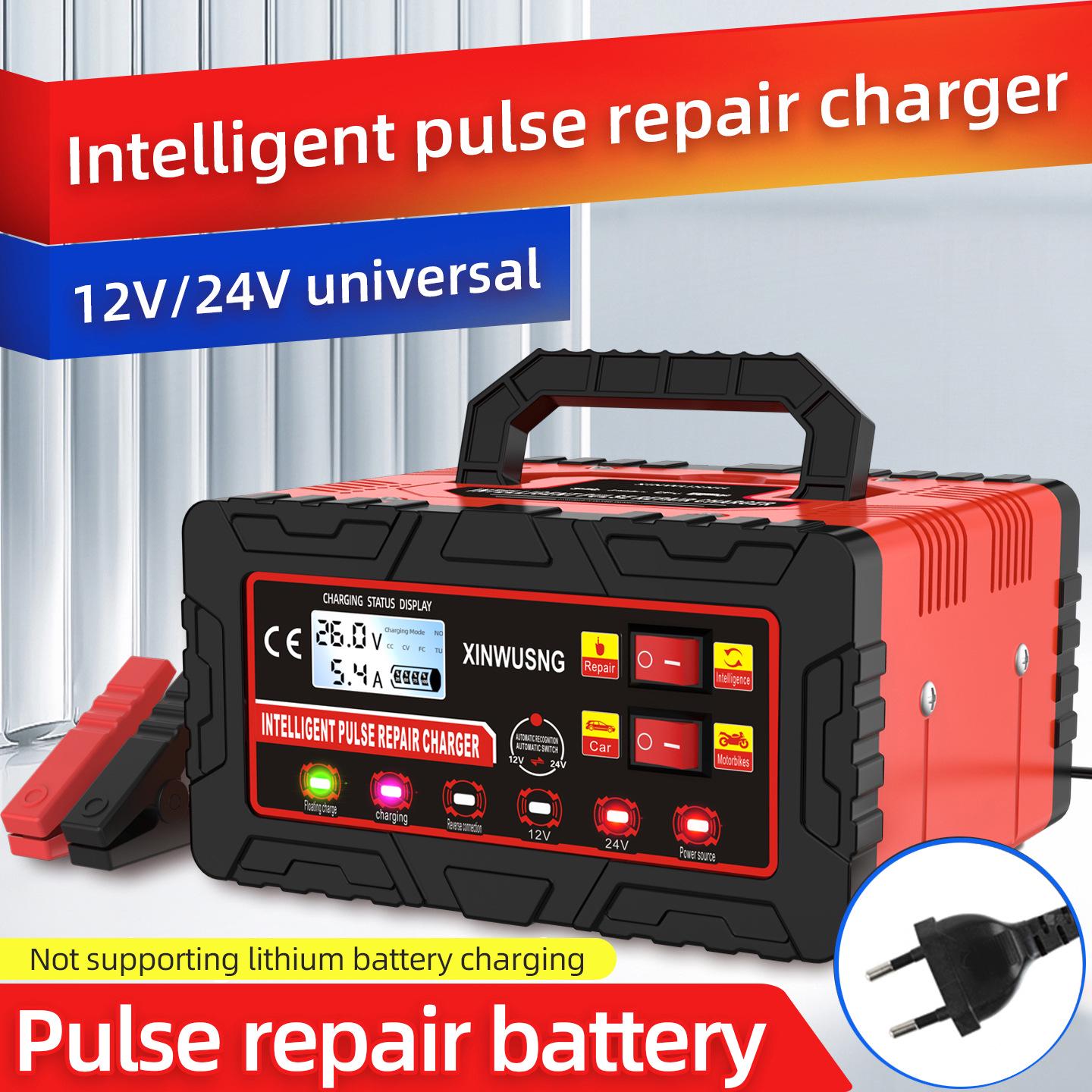 Smart Automotive Battery Charger 12V/24V Fully Automatic High Power Fast Charger for Trucks