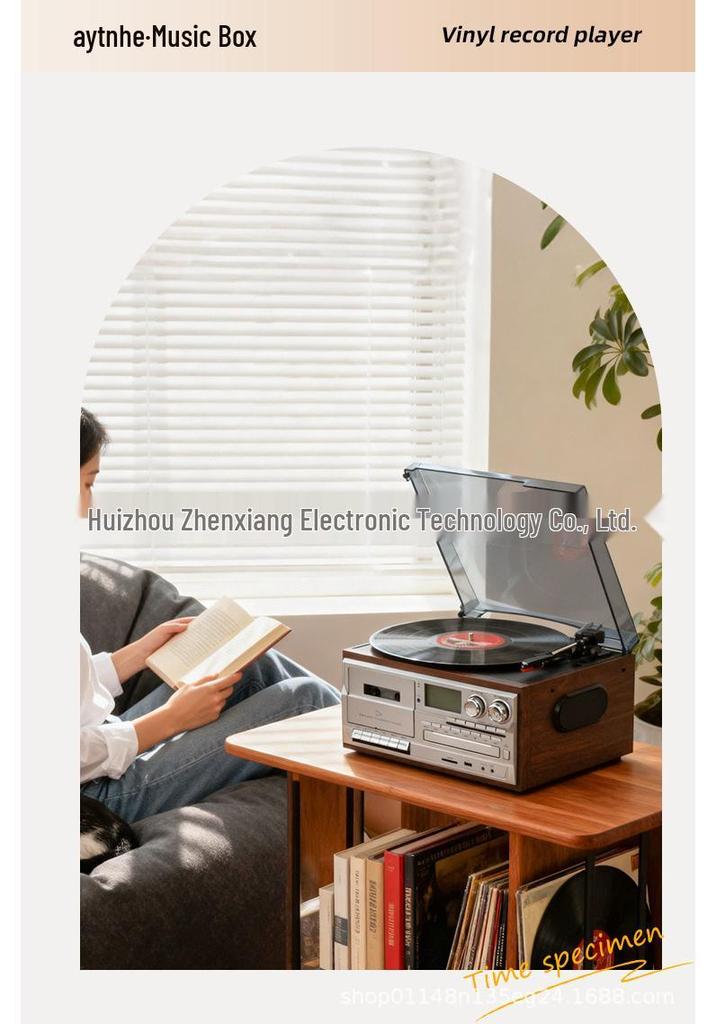 Ten-in-One Retro Vinyl Record Player: Bluetooth Speaker, Radio, Cassette & CD Player, Transcriber – Perfect Gift!