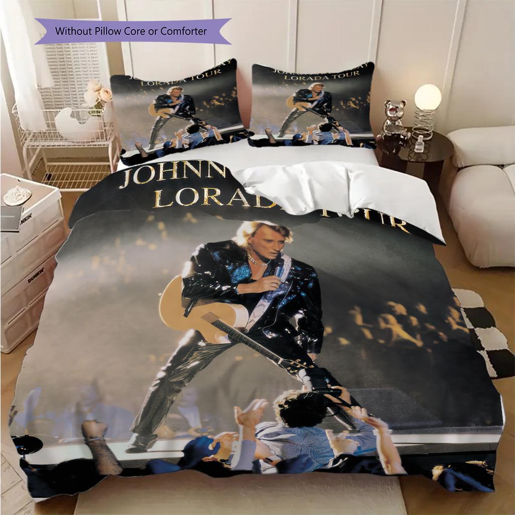 Famous rock singer Johnny Hallyday bedding, duvet cover, pillowcase, home decoration, birthday gift (1 * duvet cover+2 * pillowcase, coreless)