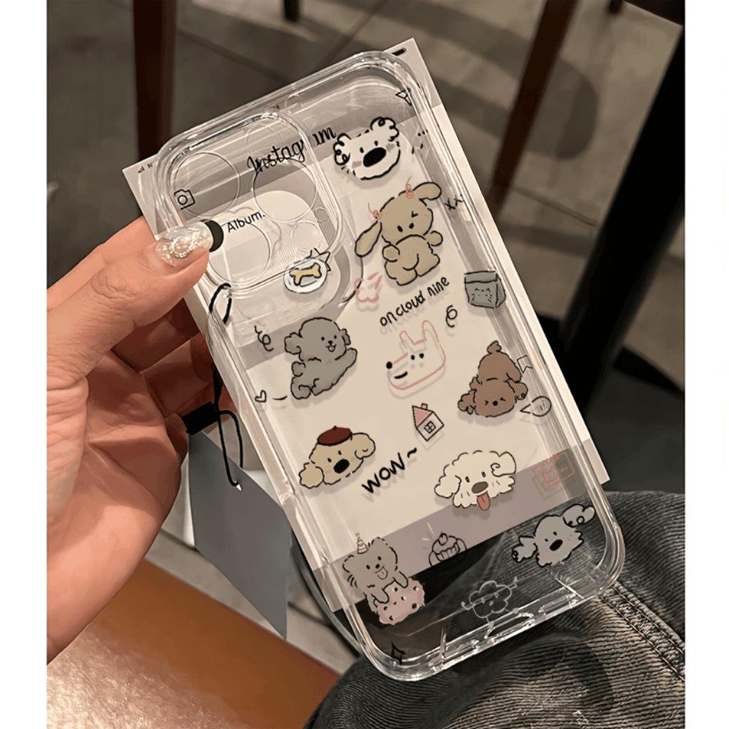 Puppy Party Phone Case for iPhone 12-16PROMAX: Full Coverage, Drop-Proof, Fun Soft Shell