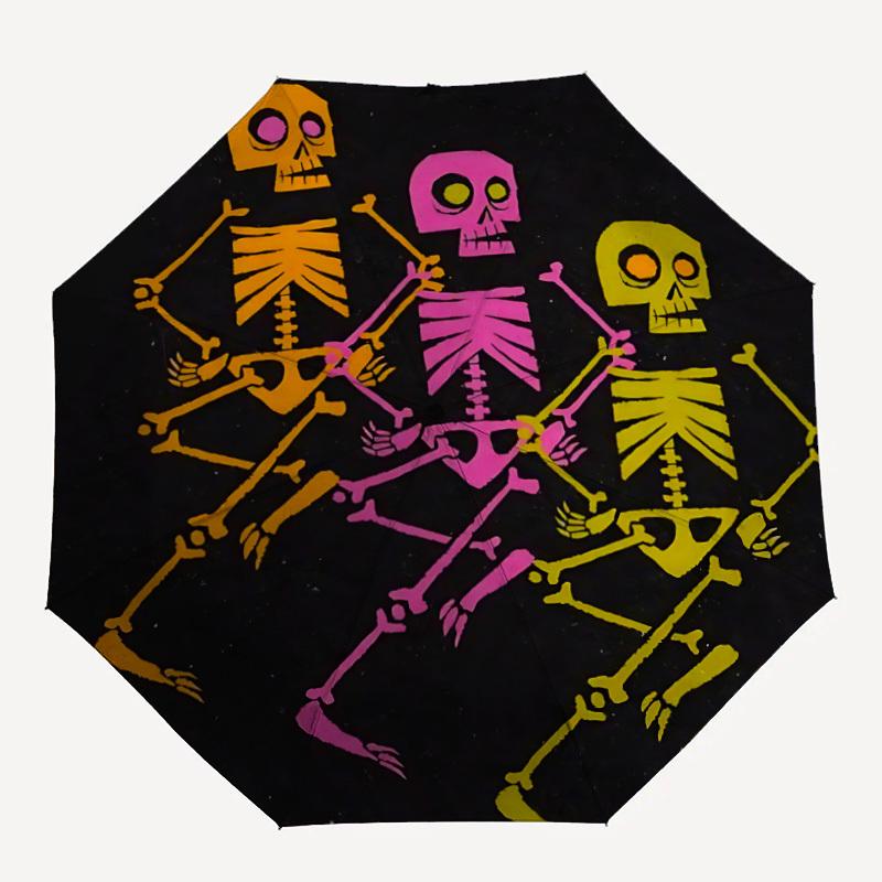 

1pc Skeletoons Skeletons Automatic Umbrella - 8-Rib Portable Folding Black Iron Frame for Outdoor, Beach, Travel, Beach Umbrella,