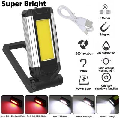 Super Helle Arbeitsleuchte COB LED Werkstatt Arbeitslampe USB Wiederaufladbare Taschenlampe Tragbare Taschenlampe mit Halterungen