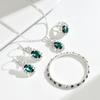 Shiny Diamond Drop Emerald Necklace Earrings Bracelet Ring Four-piece Set