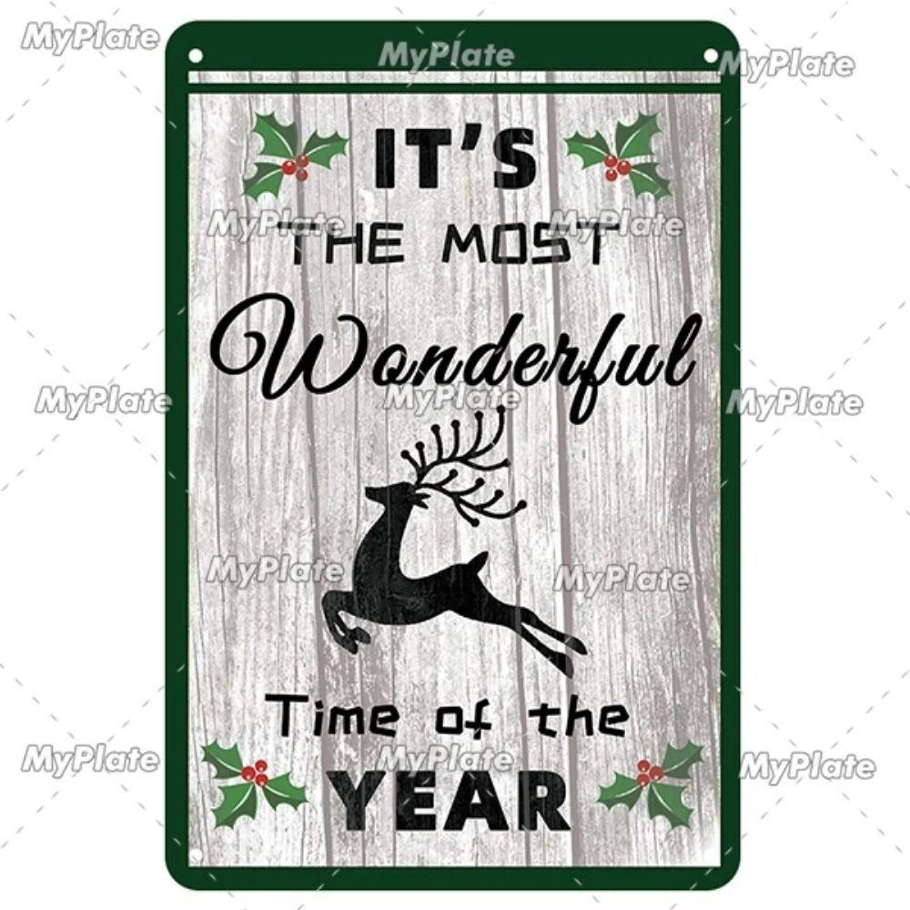 Vintage Christmas Metal Tin Sign Home Festive Wall Decor