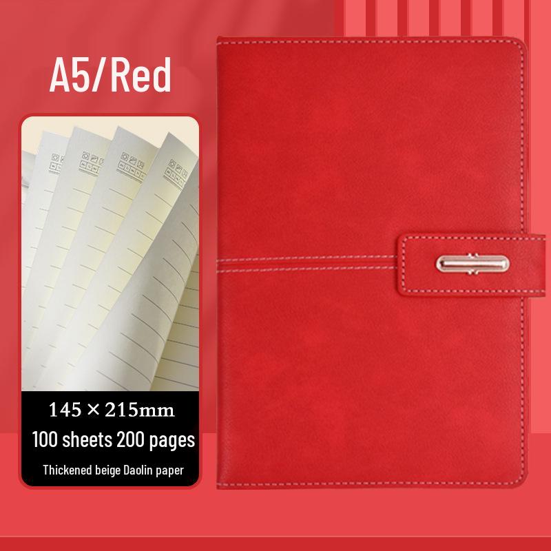 High-End Soft Leather Business Notebook with Magnetic Buckle and Custom Logo - Ideal Gift Set