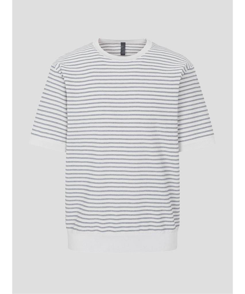 Binpolmen Gentle Tech Casual Pinstripe Round Knit Light Gray