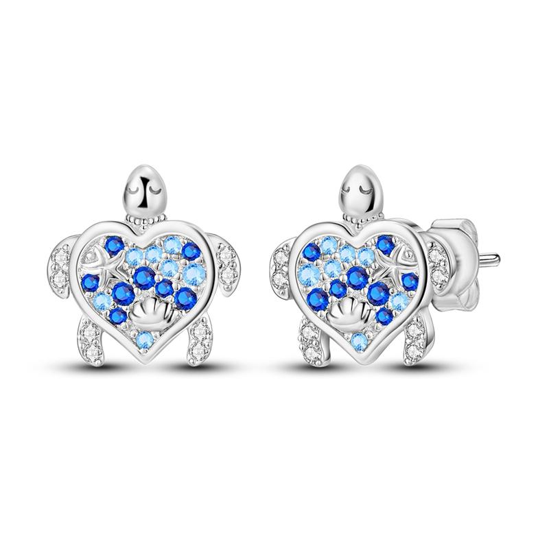 Fashion Spring Series Earrings For Women 925 Silver Color Butterfly Dragonfly Flower Heart Shaped Ear Studs Fine Jewelry Couple