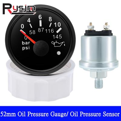 Ized 52mm Gauge Pointer Oil Pressure Gauges 0-5Bar 0-73psi 0-10bar 0-145psi Oil Pressure Gauge Sensors Modification 9-32V