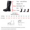 Plus Size Punk Platform Mid Calf Boots Women 2024 Side Zipper Pleated Pu Leather Boots Woman Thick Sole Brown Botas Mujer 43