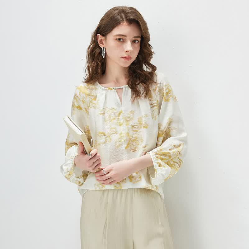 Kemengboka Women's Mulberry Silk Long Sleeve Blouse