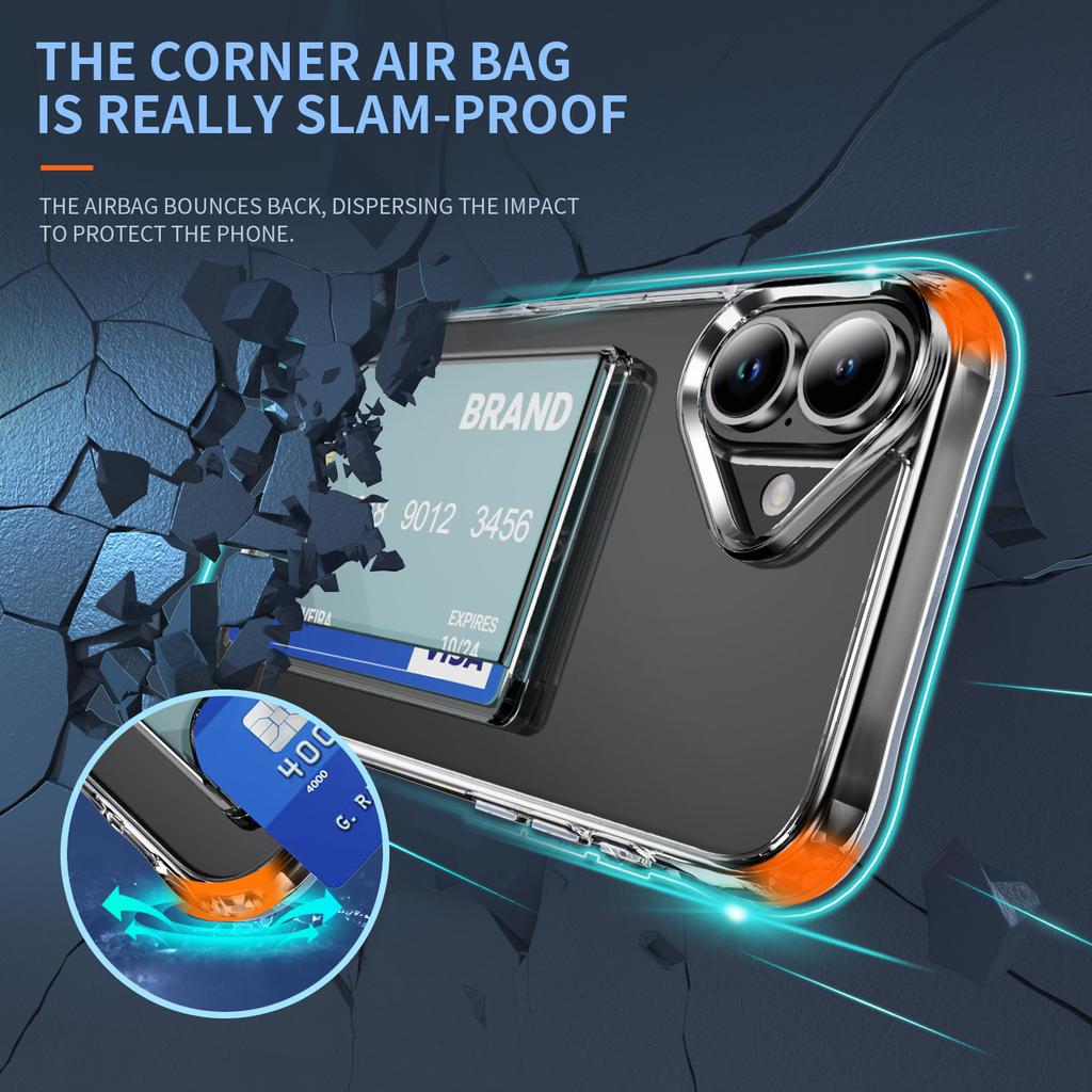 For iPhone 17 Case Protective TPU Phone Cover with Card Holder