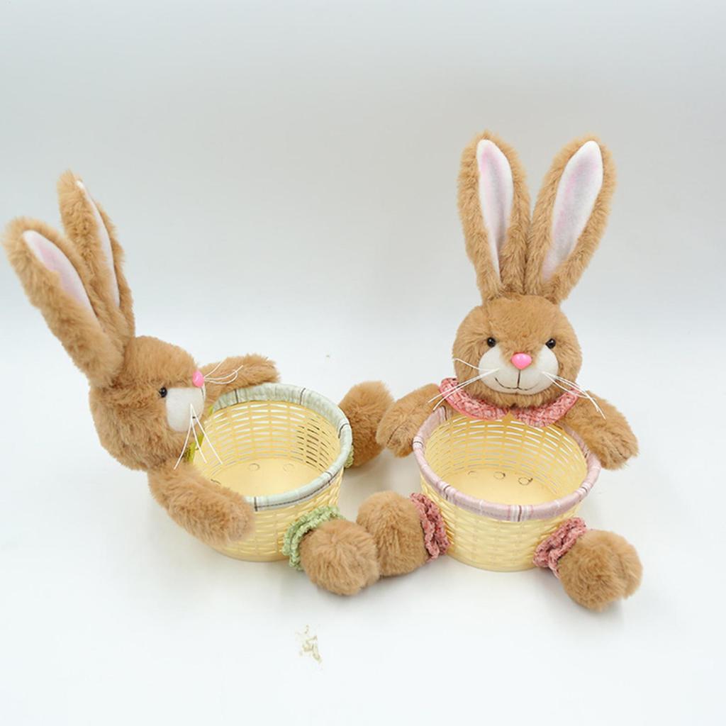 Easter Bunny Decorative Candy Storage Basket Cute Rabbit Shape Eggs Container Handmade Easter Bunny Candy Bowl Dish