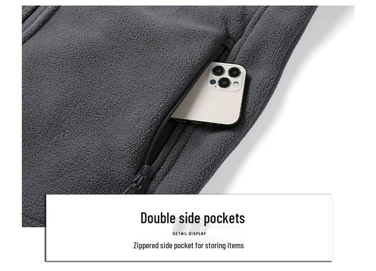 Men's Plush Fleece Jacket - Thick, Warm, Windproof Cardigan for Autumn/Winter with Stand Collar.