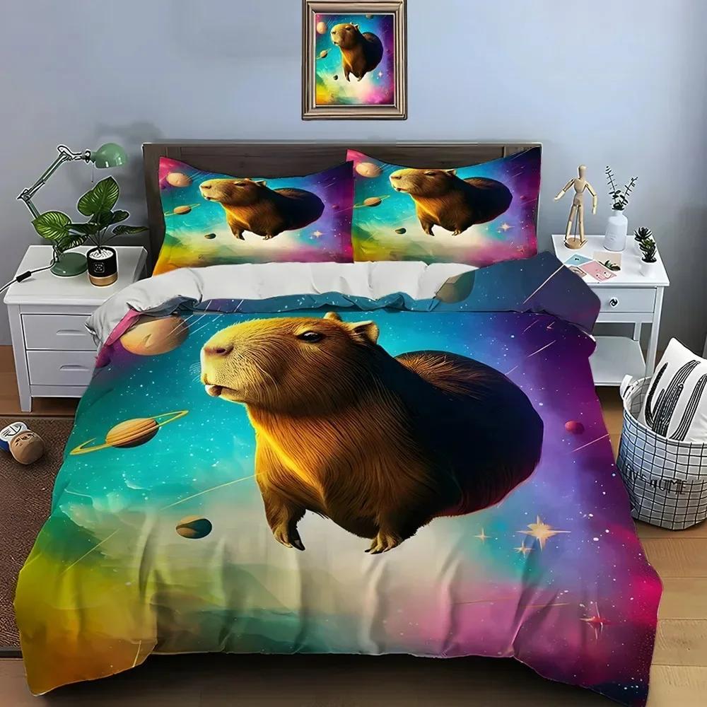 3D Cute Cartoon Capybara Print Bedding Set Duvet Cover 1 Duvet Cover 2 Pillowcases Adult and Children Bedding Set Luxury Gifts