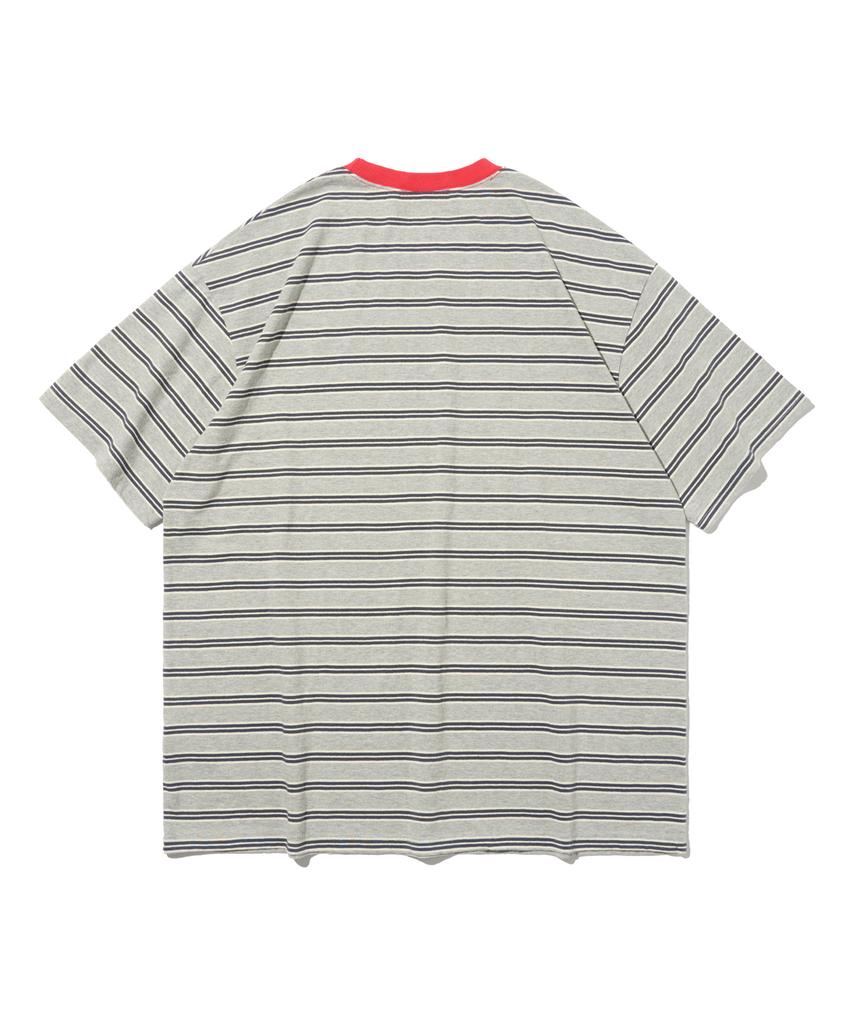 TAILOR STUDIO Classic Striped Short Sleeve T-Shirt (Grey)