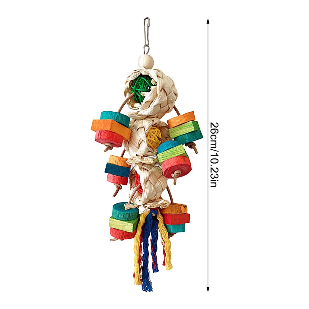 Bird Foraging Toys Chewing Colorful Wooden Natural Games Bird Enrichment Toys For Playground Outdoor Patio Inside Hammock Window