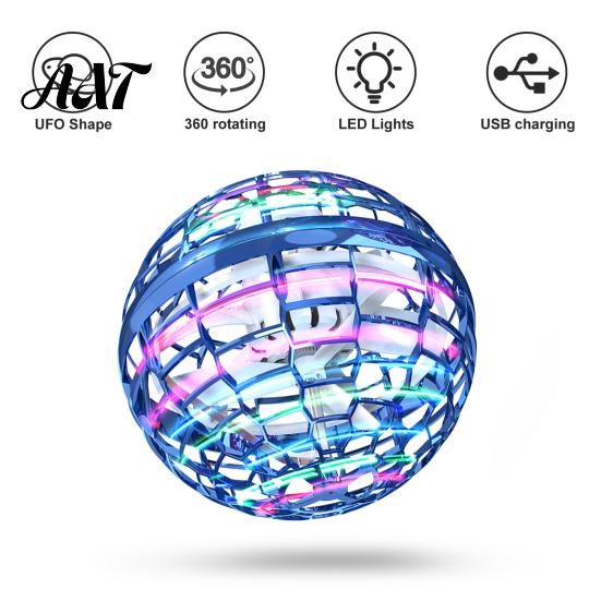 Boomerang Fidget Spinner Magic Hover Orb Ball Toy with Colorful Light 360-degree Rotating UFO Sphere Remote Control Night Flying Drone Indoor Outdoor