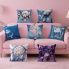 Hololive EN Gawr GuraG Cushion Cover Pillow Case Soft Skin Friendly Fabric  Concealed Zipper