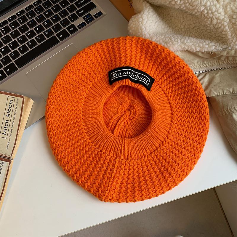 Warm Cozy And Cotton Beret For Women Trendy Knitted Hat White In