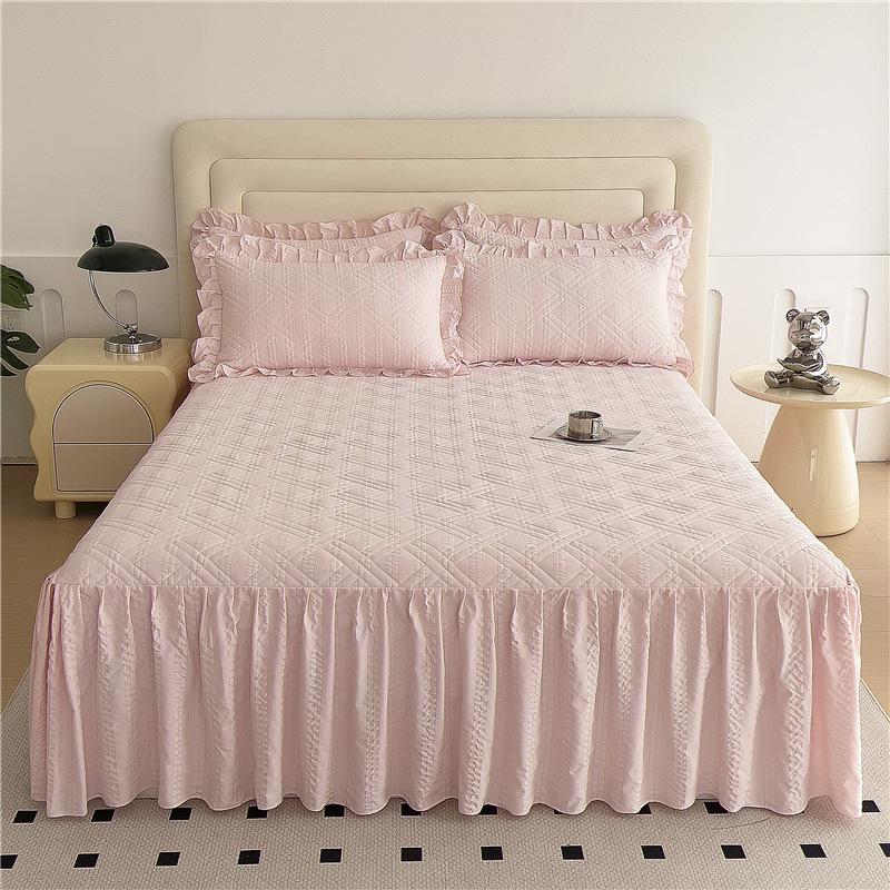 

3 шт. Юбка для пододеяльника Наволочка Стеганое покрывало, Элегантный стиль Волан для кровати с оборками Устойчивое к сминанию и выцветанию постельное белье 150*200CM