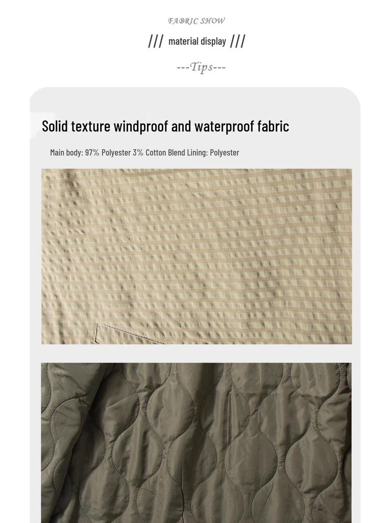 Retro Kragenlose Stepp karierte Baumwolljacke für Herren - Japanischer Stil Warme Schicht