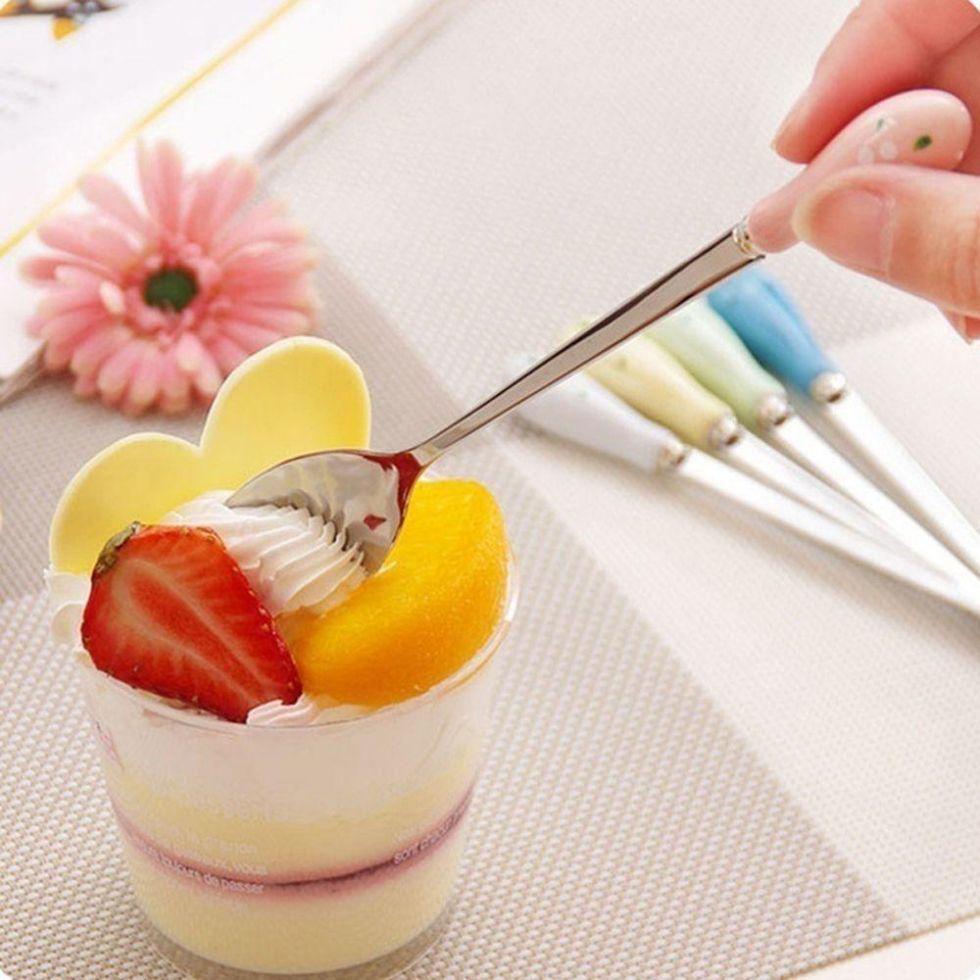 Stylish Floral Ceramic Handle Stirring Spoon With Durable Stainless Steel For Beverages
