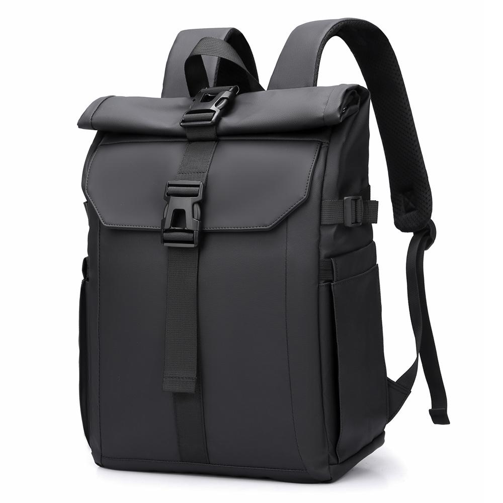 

Мужской 15-дюймовый однотонный водонепроницаемый нейлоновый рюкзак для повседневных путешествий и студентов чёрный