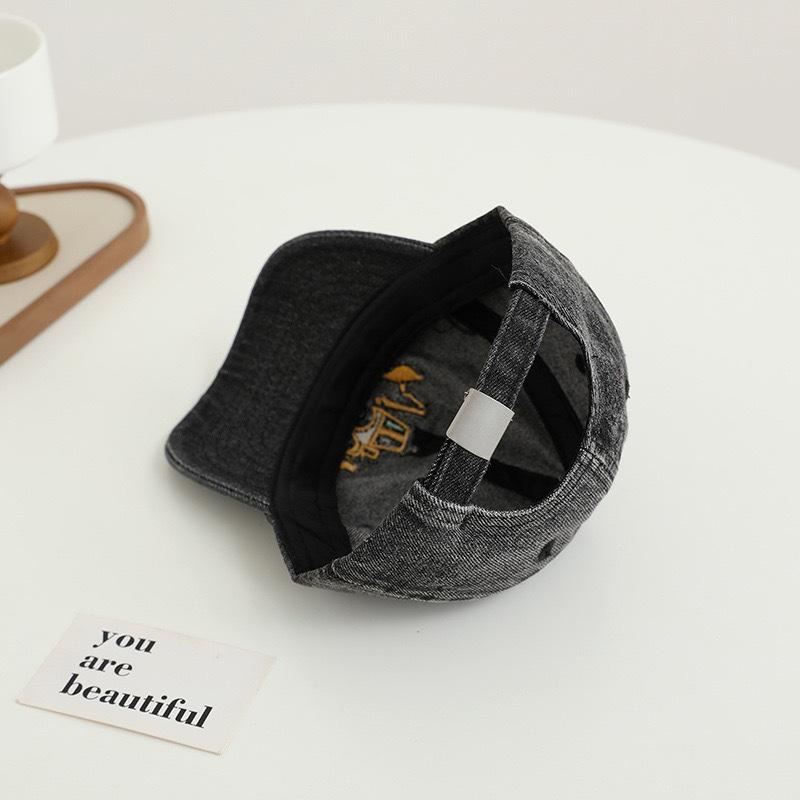 Kids' Washed Denim Excavator Baseball Cap - Spring/Autumn Korean Style