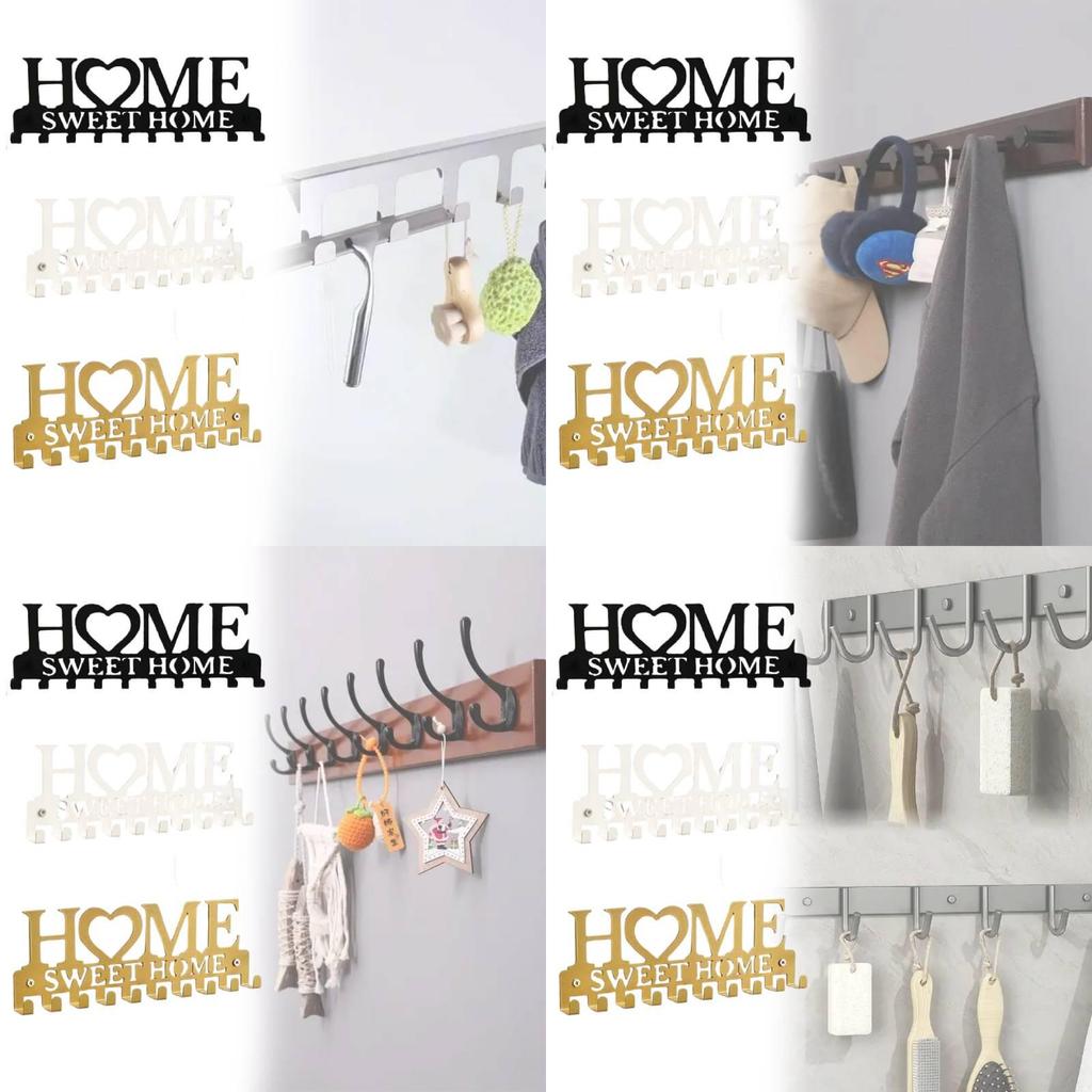 Modern Iron Home Letter Key Towel Organizer With Screw Mount For Household Storage