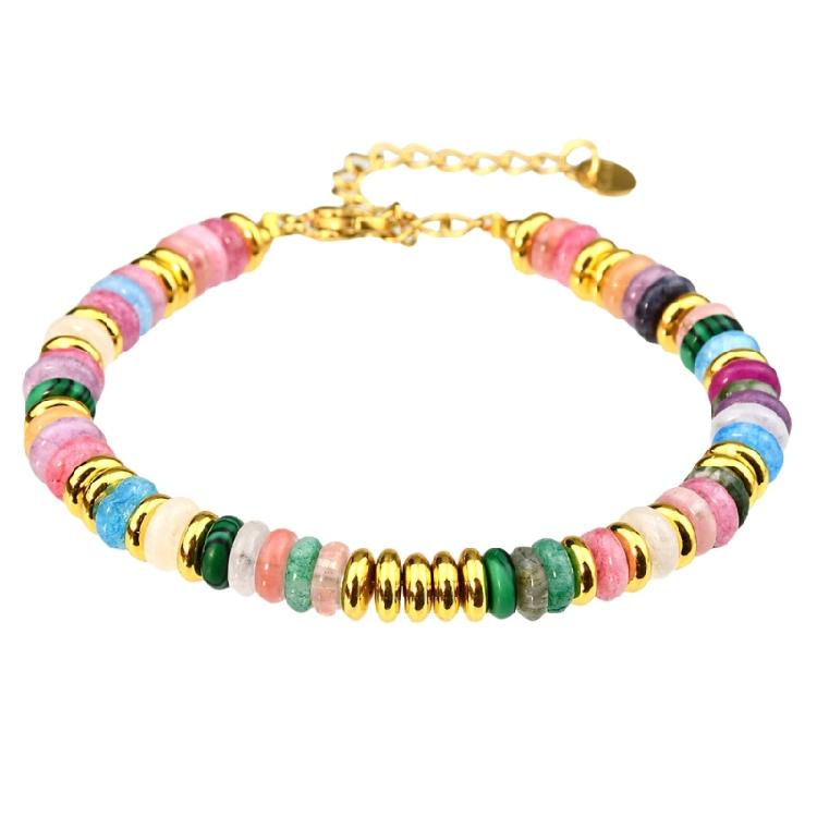 Nápadný náramek z korálků z přírodního kamene s nerezovou zapínkou typu humr Trendy doplňky pro každodenní nošení