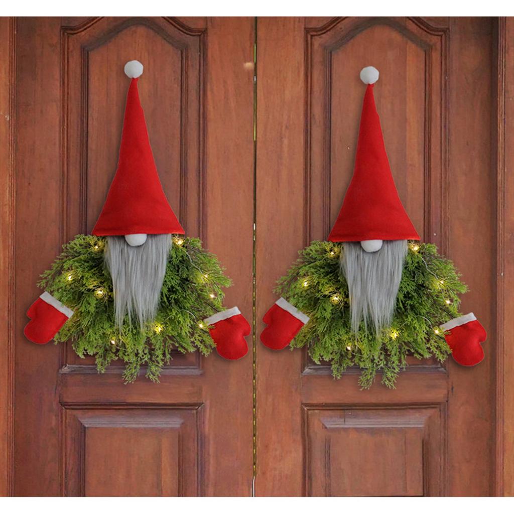 Luminous Faceless Old Man Christmas Wreath Creative Wreath Door Hanging