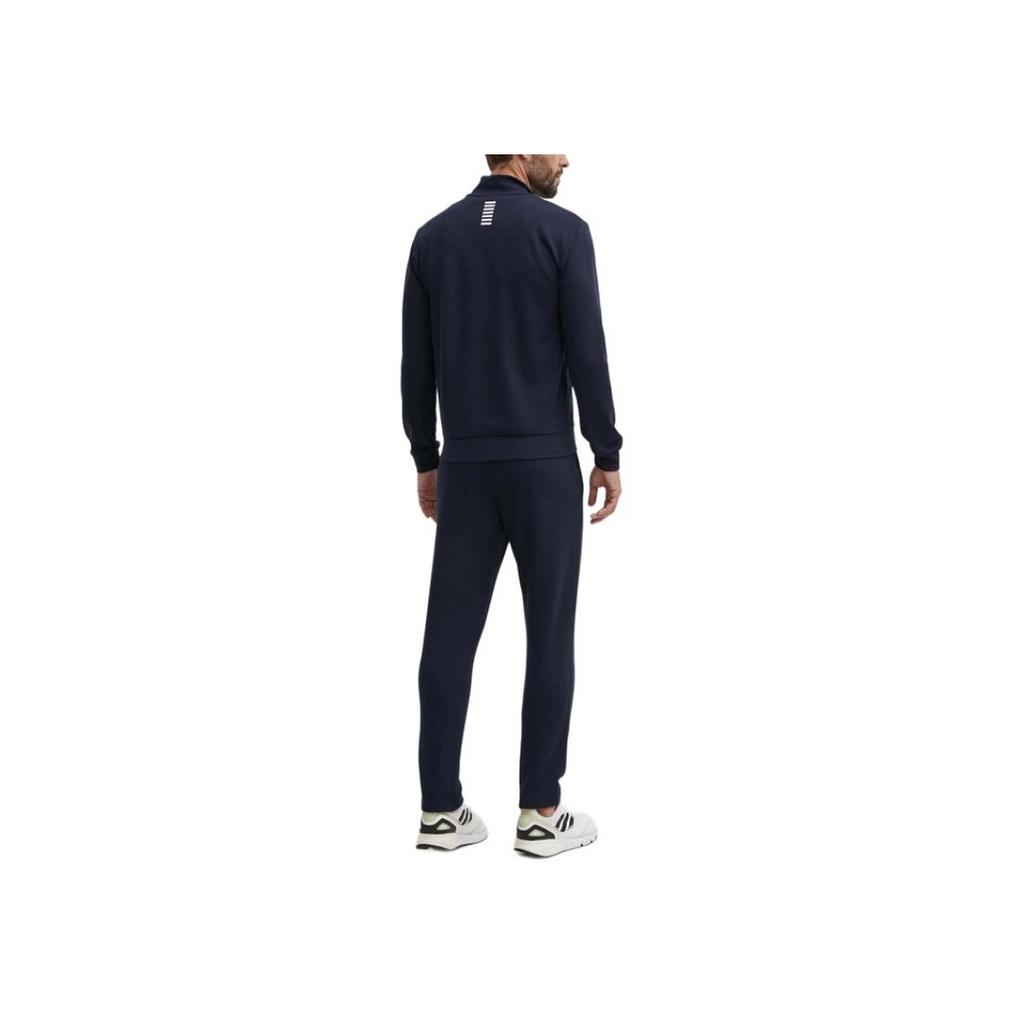 Emporio Armani EA7 Solid Color Stand Collar Zip Casual Sports Suit Men suits Navy-Blue 8NPV67-PJVTZ-1562