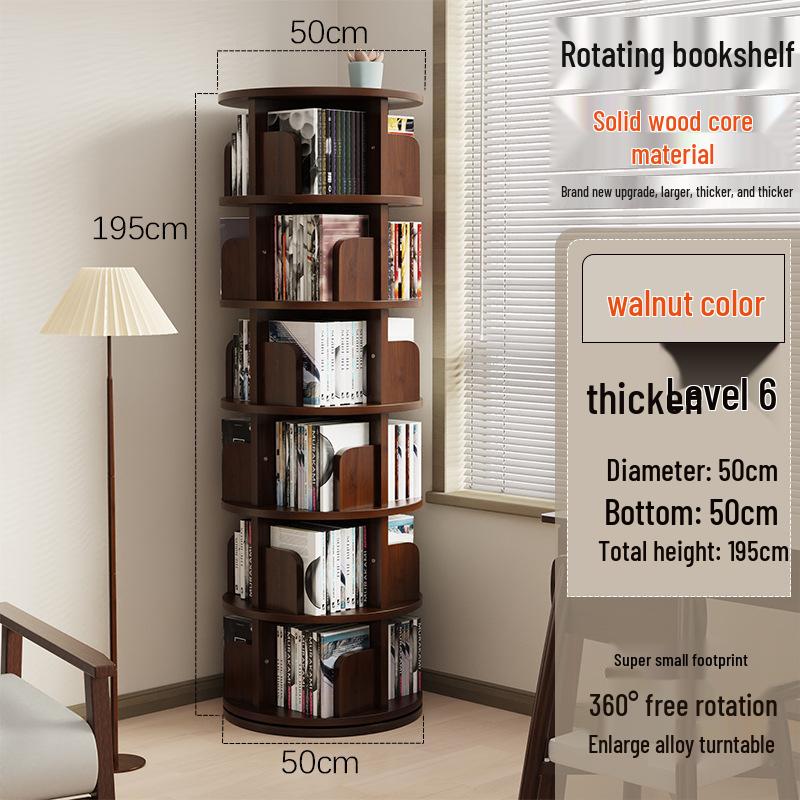 Solid Wood Rotating Bookshelf and Toy Storage for Kids