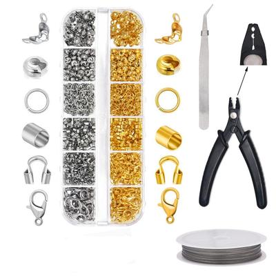 Kit de Cuentas de Engarce de 1200 Piezas con Alicates para Joyería DIY
