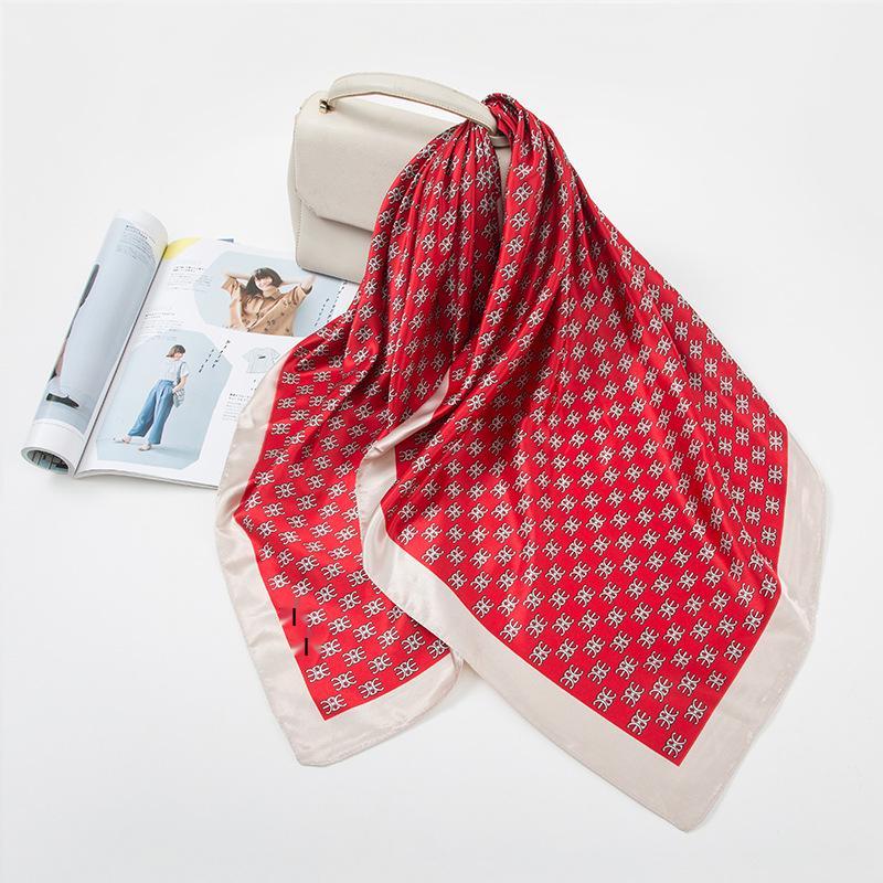 Luxury Satin Feel Silk Scarf: 90 Square Versatile Shawl with Sunscreen Protection